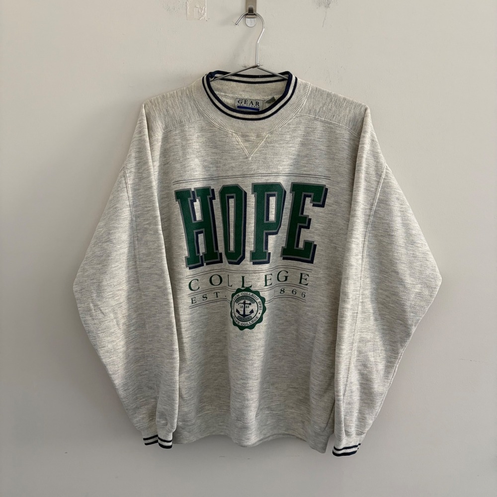 Vintage Gear for Sports Hope College Sweatshirt Grey Large Mens Collegiate 90s